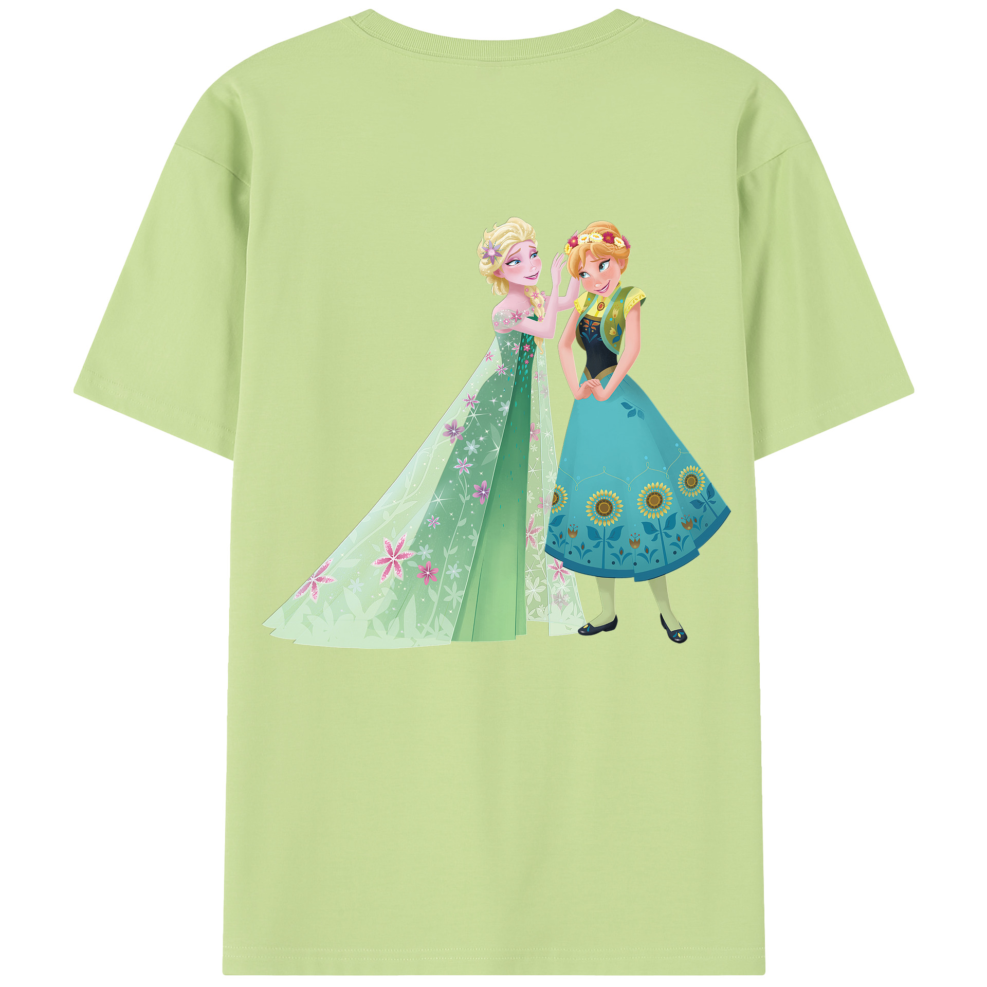 （画像用） アナと雪の女王 アンナ エルサ Frozen Anna Elsa 綿100％半袖Tシャツ（背面プリント）
